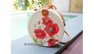 deco flowers circle rattan sling bags fashion